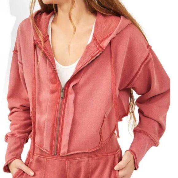 NWT Free People Movement L Body Language Cropped Sweatshirt Hoodie Savannah Rose - Picture 1 of 16
